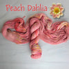 Peach Dahlia - Hand dyed variegated yarn - Merino Fingering to worsted dyed to order peach coral yellow green pink speckles