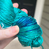 Cultivated Silk Perfect Teal colorway - Ready to ship yarn - wool free yarn made from 100% grade A mulberry silk fingering sock weight- 100g each 437 yards each teal blue green tonal