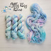 Little Boy Blue - Hand dyed variegated yarn -pastel purple blue with rainbow pops - lullabies and nursery rhymes collection