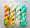 Everything is Going to be Okay - Hand dyed yarn, white light aqua with pink neon yellow and blue speckles