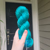 Cultivated Silk Perfect Teal colorway - Ready to ship yarn - wool free yarn made from 100% grade A mulberry silk fingering sock weight- 100g each 437 yards each teal blue green tonal