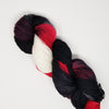 Ladybug - Hand dyed yarn, Fingering Weight, red black white