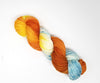 Red Rock River - Hand dyed yarn - Merino Fingering orange yellow blue brown