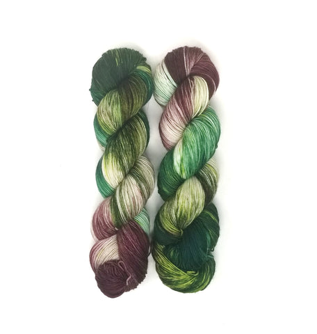 English Garden - Hand dyed yarn -  Fingering to bulky- mauve green