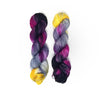 Queen of the Castle - Hand dyed yarn -  Fingering to bulky- black magenta grey yellow gold