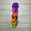 Trick or Treat - Hand dyed palindrome yarn - purple orange lime green black Halloween colors