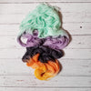 Little Monsters -  Hand dyed palindrome yarn - purple orange green black Halloween colors