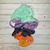 Little Monsters -  Hand dyed palindrome yarn - purple orange green black Halloween colors