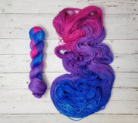 Bornite - Hand dyed yarn - purple blue magenta pink