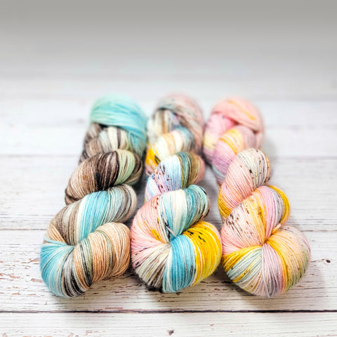Fade Yarn Set -Girl Power - Bubblegum Babe Flower Girl Earth Mama - three 100g skeins of Hand dyed - yarn set
