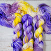 Pretty Pansy - Hand dyed variegated speckled yarn - Merino Fingering to worsted
