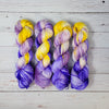 Pretty Pansy - Hand dyed variegated speckled yarn - Merino Fingering to worsted