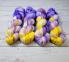 Pretty Pansy - Hand dyed variegated speckled yarn - Merino Fingering to worsted