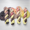 The Shrimp Girl - Hand dyed yarn - Merino Fingering yellow peach brown