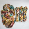 Woodland Cabin-  Hand dyed variegated yarn - toffee caramel forest green brick maroon