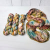 Woodland Cabin-  Hand dyed variegated yarn - toffee caramel forest green brick maroon