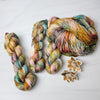 Woodland Cabin-  Hand dyed variegated yarn - toffee caramel forest green brick maroon