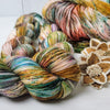 Woodland Cabin-  Hand dyed variegated yarn - toffee caramel forest green brick maroon