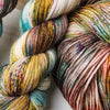 Woodland Cabin-  Hand dyed variegated yarn - toffee caramel forest green brick maroon