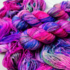 Fabulous Diva - Hand dyed sock yarn - magenta fuchsia hot pink purple blue speckles