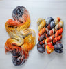 Dead Man's Hand -  Hand dyed variegated yarn - grey orange tan speckles