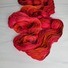 September - Hand dyed sock yarn - red orange burgundy