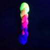 Neon Sunset - Hand dyed yarn, Fingering Weight, florescent fuchsia yellow violet purple glows in black light