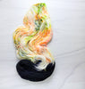 Neon Halloween - Hand dyed yarn, Fingering Weight, assigned color pooling - black and florescent orange green purple glows in black light