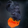 Jack O Lantern -Halloween collection - Hand dyed yarn, Fingering Weight, assigned color pooling -grey black and florescent orange glows in black light