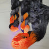 Jack O Lantern -Halloween collection - Hand dyed yarn, Fingering Weight, assigned color pooling -grey black and florescent orange glows in black light