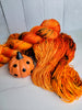 Pumpkin Head - Hand dyed yarn, Fingering Weight, Halloween yarn - orange with green and black speckles