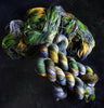 Swamp Thing - Hand dyed yarn, Fingering Weight, Halloween yarn - moss green orange purple grey