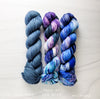 Blue Jean Baby - Hand dyed tonal solid yarn - Merino Fingering lace dk worsted blue grey