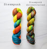 Deconstructed Steampunk- Hand dyed yarn - Merino Fingering yellow orange teal