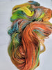Deconstructed Steampunk- Hand dyed yarn - Merino Fingering yellow orange teal