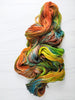 Deconstructed Steampunk- Hand dyed yarn - Merino Fingering yellow orange teal