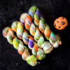 Monster Mash - Hand dyed yarn, Fingering Weight, Halloween yarn -green orange purple cream