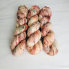 Antique - hand dyed yarn, Fingering Weight -  light gold orange green red brown