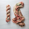 Antique - hand dyed yarn, Fingering Weight -  light gold orange green red brown