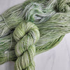 Rhea - Hand dyed Variegated yarn -  Fingering to bulky- Greek Goddess collection pastel sage green with speckles