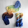 Spotted Squid-  Hand dyed yarn - Merino Fingering blue brown cream black