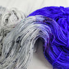 Pepper Violets - Hand dyed assigned color pooling yarn - SW Merino Fingering Weight grey blue violet