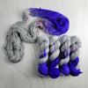 Pepper Violets - Hand dyed assigned color pooling yarn - SW Merino Fingering Weight grey blue violet