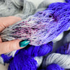 Pepper Violets - Hand dyed assigned color pooling yarn - SW Merino Fingering Weight grey blue violet