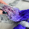 Pepper Violets - Hand dyed assigned color pooling yarn - SW Merino Fingering Weight grey blue violet