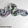 Theia - Hand dyed Variegated yarn -  Fingering to bulky-  Greek Gods collection - pink gerb green slate blue grey speckled Greek Goddess collection