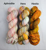 Hera - Hand dyed Variegated yarn -  Fingering to bulky-  Greek Goddess collection - orange purple brown pink green fall colors