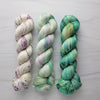Fade Yarn Set - Frozen Dew  - spruce dew drop frozen flowers-  3 100g skeins of Hand dyed