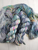 Low Tide - Hand dyed Variegated yarn -  Fingering to bulky- blue grey with pink orange yellow aqua speckles