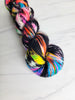 City Rain- Hand dyed yarn black rainbow speckled